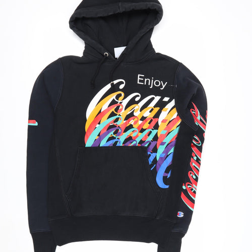 Champion Men's Black Small Pullover Hoodie Coca-Cola Graphic Print