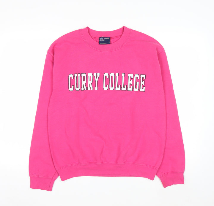 MV Sport Womens Pink Curry College Pullover Sweatshirt Size S