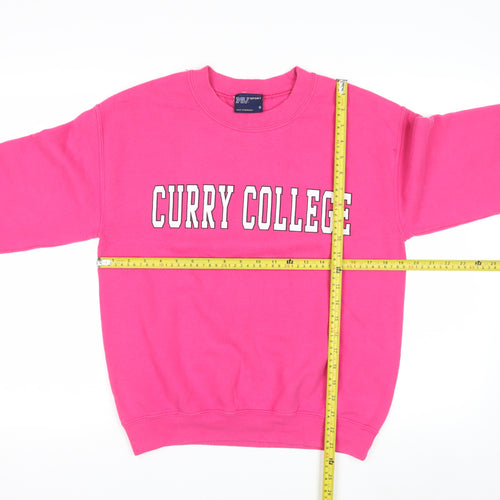 MV Sport Womens Pink Curry College Pullover Sweatshirt Size S