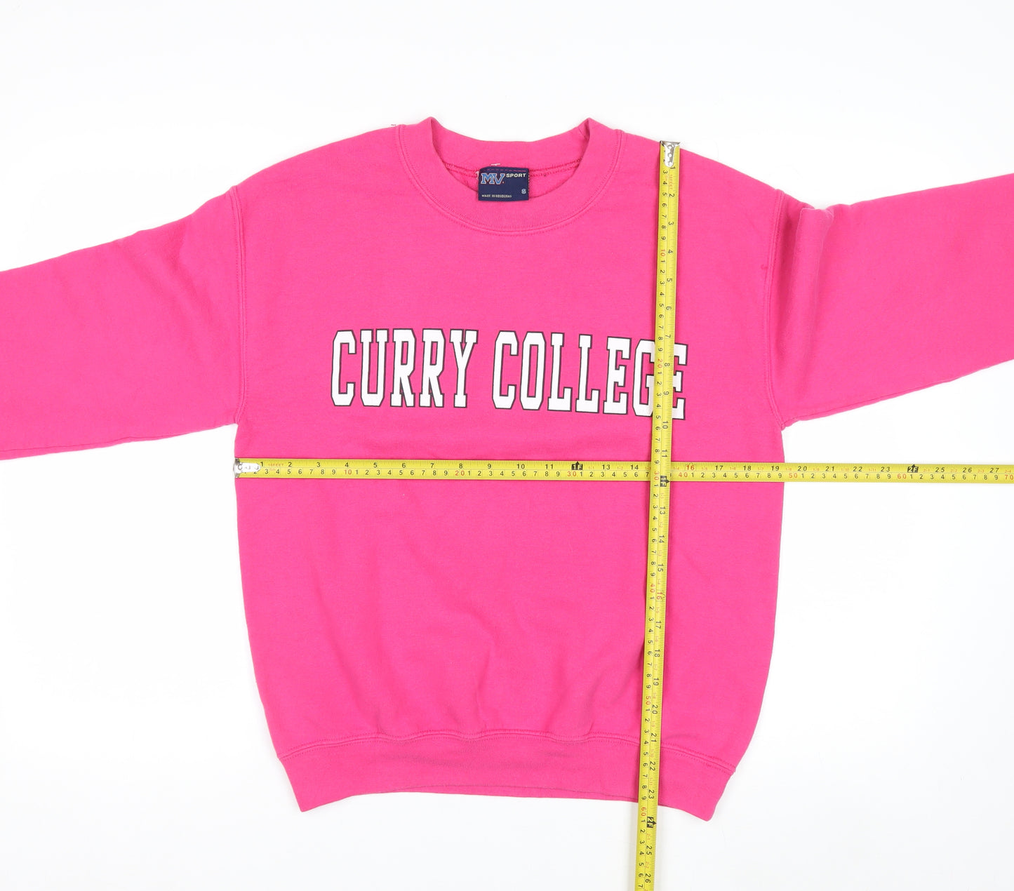 MV Sport Womens Pink Curry College Pullover Sweatshirt Size S