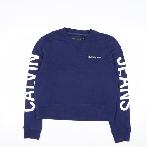 Calvin Klein Jeans Men's Blue Logo Pullover Sweatshirt Size M