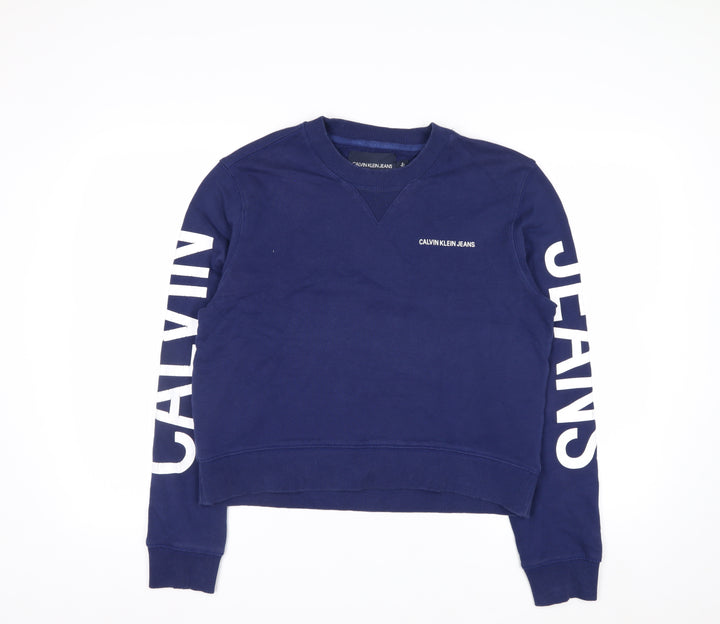 Calvin Klein Jeans Men's Blue Logo Pullover Sweatshirt Size M