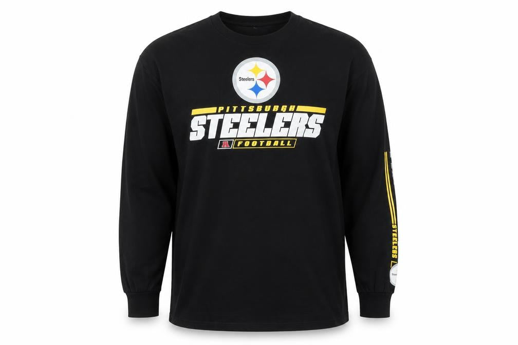 NFL Team Apparel Men's Black XL Pittsburgh Steelers Long Sleeve Shirt