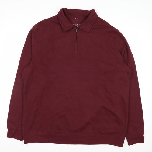 Croft & Barrow Men's Red XL 1/4 Zip Collared Sweatshirt