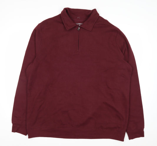 Croft & Barrow Men's Red XL 1/4 Zip Collared Sweatshirt