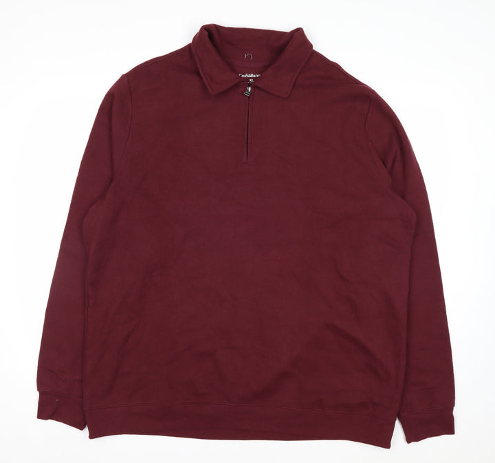 Croft & Barrow Men's Red XL 1/4 Zip Collared Sweatshirt
