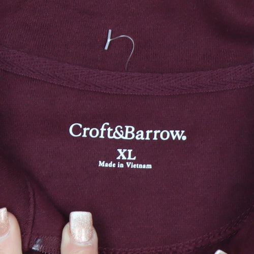 Croft & Barrow Men's Red XL 1/4 Zip Collared Sweatshirt