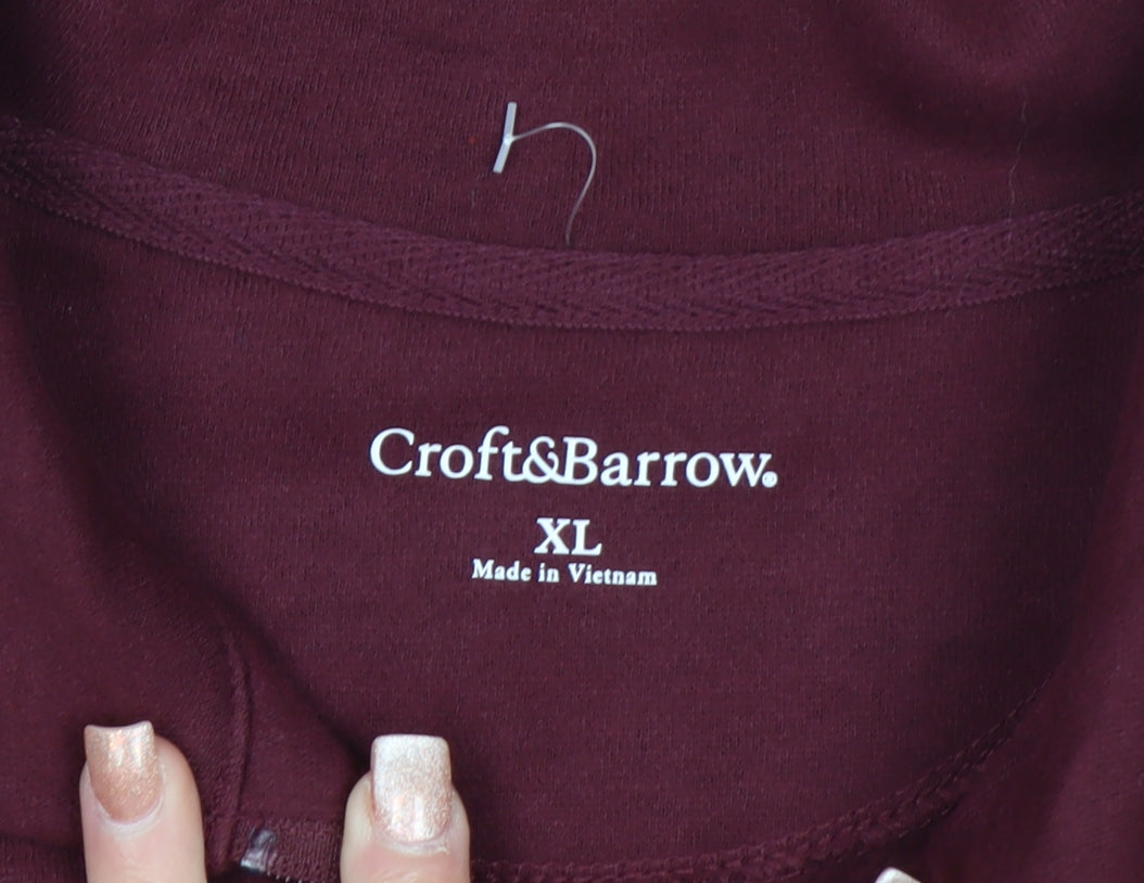 Croft & Barrow Men's Red XL 1/4 Zip Collared Sweatshirt