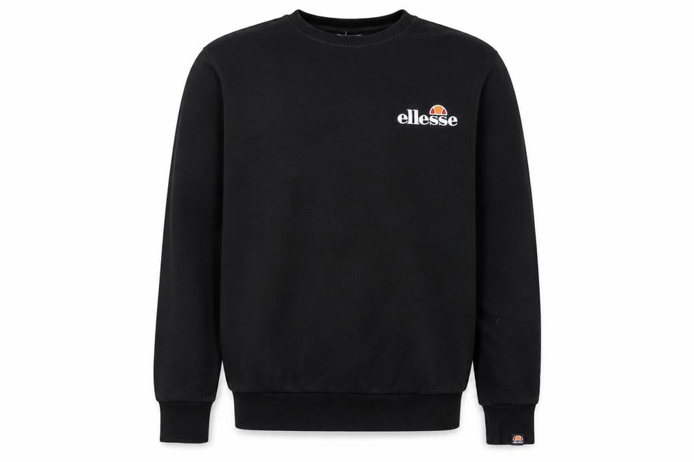 Front view of Ellesse men’s black crew neck pullover sweatshirt m