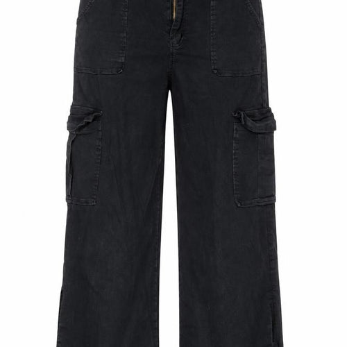 Pink Vanilla Women’s Black Cargo Wide-Leg Trousers Size 14