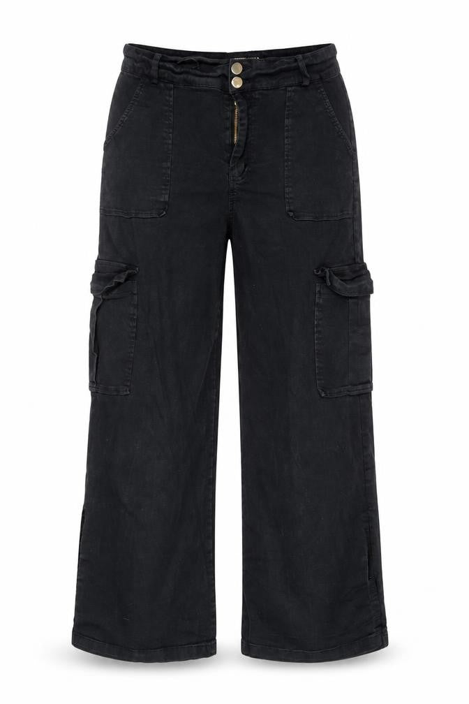 Pink Vanilla Women’s Black Cargo Wide-Leg Trousers Size 14