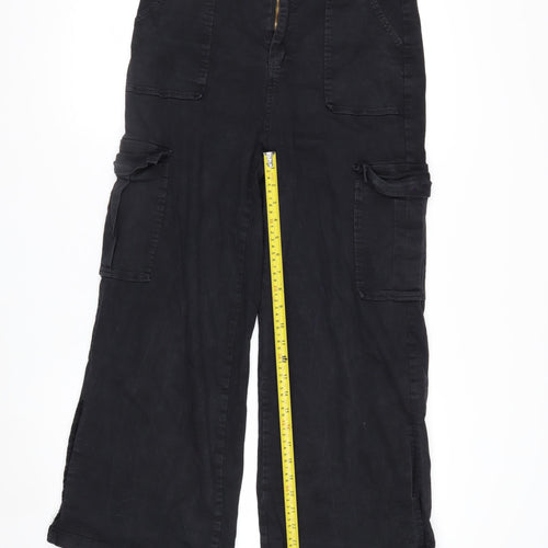 Pink Vanilla Women’s Black Cargo Wide-Leg Trousers Size 14
