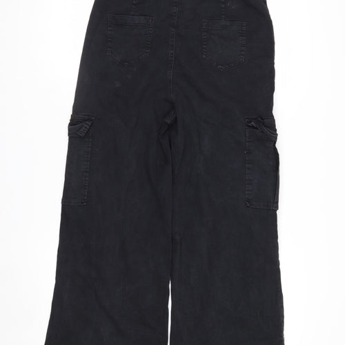 Pink Vanilla Women’s Black Cargo Wide-Leg Trousers Size 14