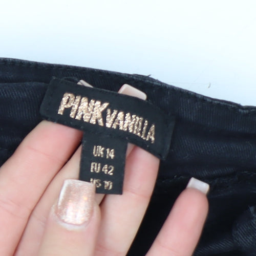 Pink Vanilla Women’s Black Cargo Wide-Leg Trousers Size 14