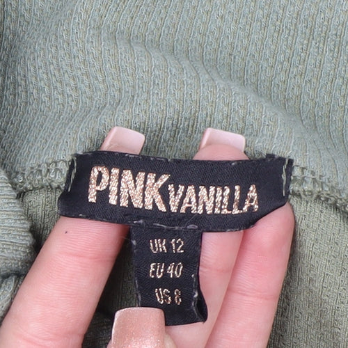 Pink Vanilla Women Green Collared Long Sleeve Knit Shirt Dress Size 12