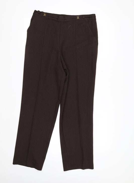 Marks and Spencer Women Brown Size 14 Long Straight Trousers