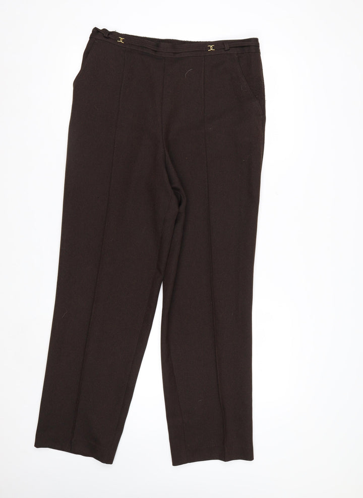 Marks and Spencer Women Brown Size 14 Long Straight Trousers