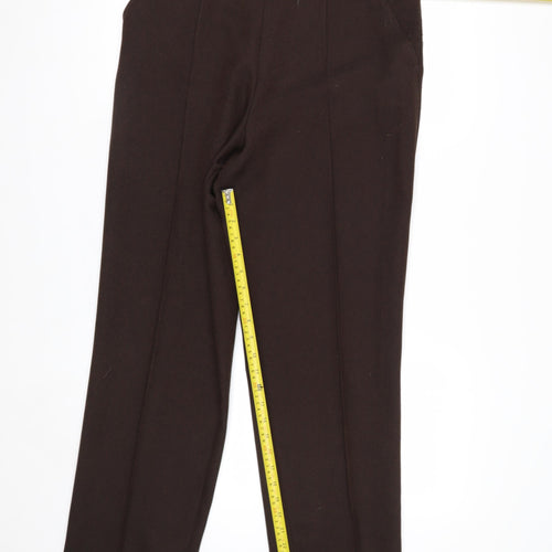 Marks and Spencer Women Brown Size 14 Long Straight Trousers