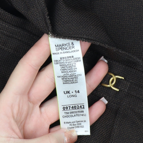 Marks and Spencer Women Brown Size 14 Long Straight Trousers
