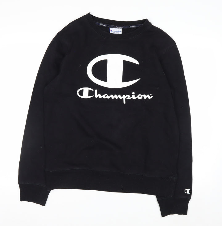 Champion Men's Black Small Pullover Sweatshirt Logo Fleece