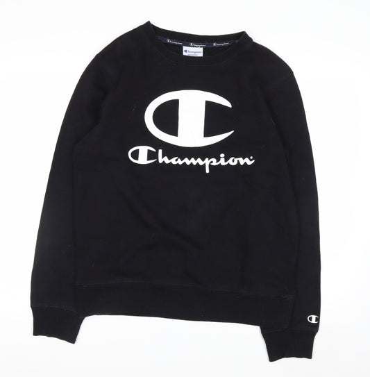 Champion Men's Black Small Pullover Sweatshirt Logo Fleece