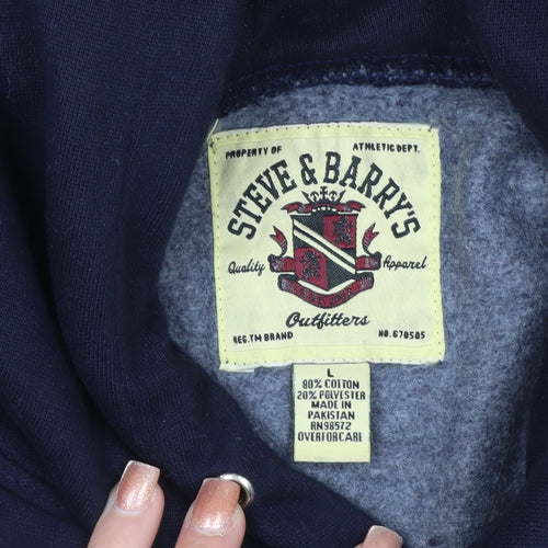 Steve & Barry's Men's Blue Navy Pullover Hoodie L College Fleece