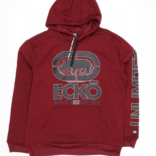 Ecko Unltd Men's Red Pullover Hoodie Size L Graphic Logo Sweatshirt
