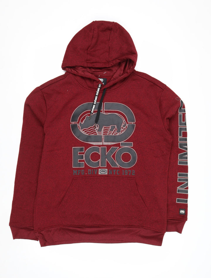 Ecko Unltd Men's Red Pullover Hoodie Size L Graphic Logo Sweatshirt