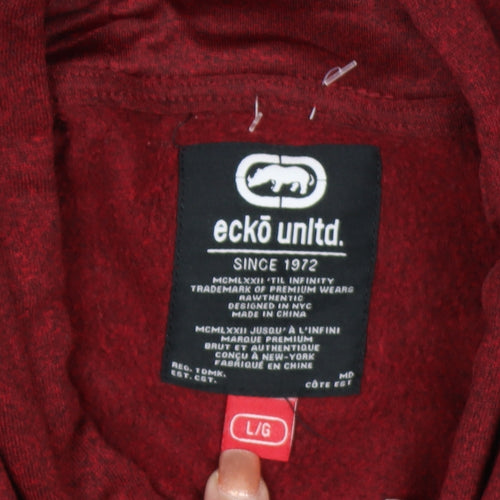 Ecko Unltd Men's Red Pullover Hoodie Size L Graphic Logo Sweatshirt