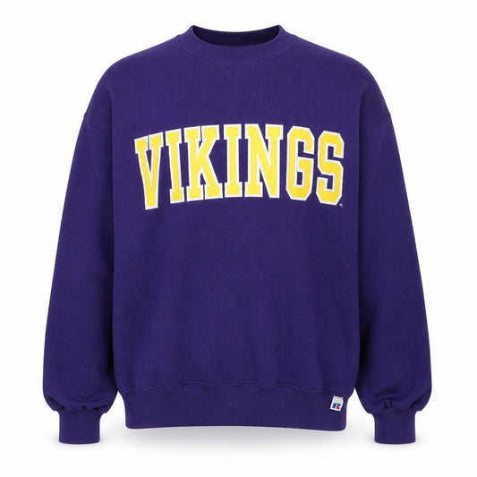 Front view of Russell Athletic Men's Purple Vikings Sweatshirt L Pullover Fleece