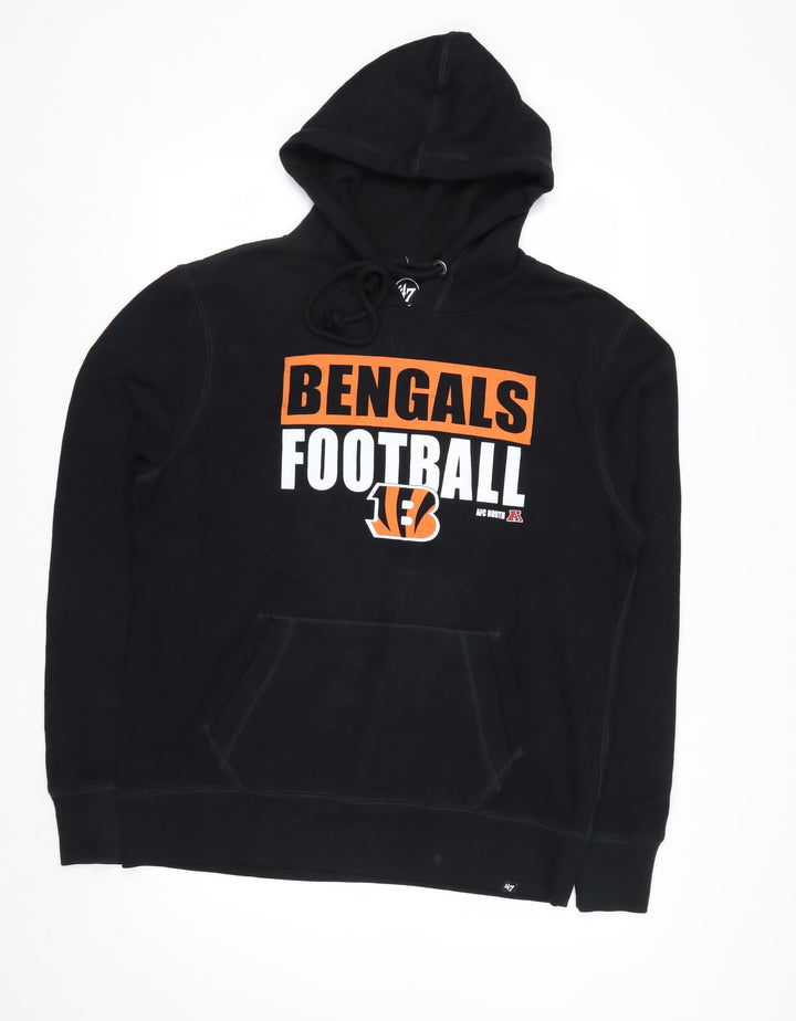 47 Mens Black Bengals Football Pullover Hoodie Medium