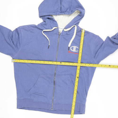 Champion Women's Blue Full Zip Hoodie Size M Cotton Blend
