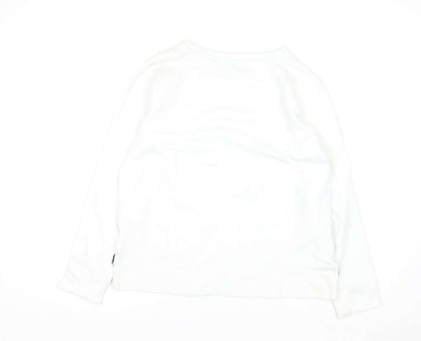 Nautica Women's White Striped Pullover Sweatshirt Size L Cotton Blend