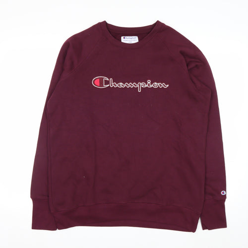 Champion Men's Red Pullover Sweatshirt L Regular Crew Neck Fleece