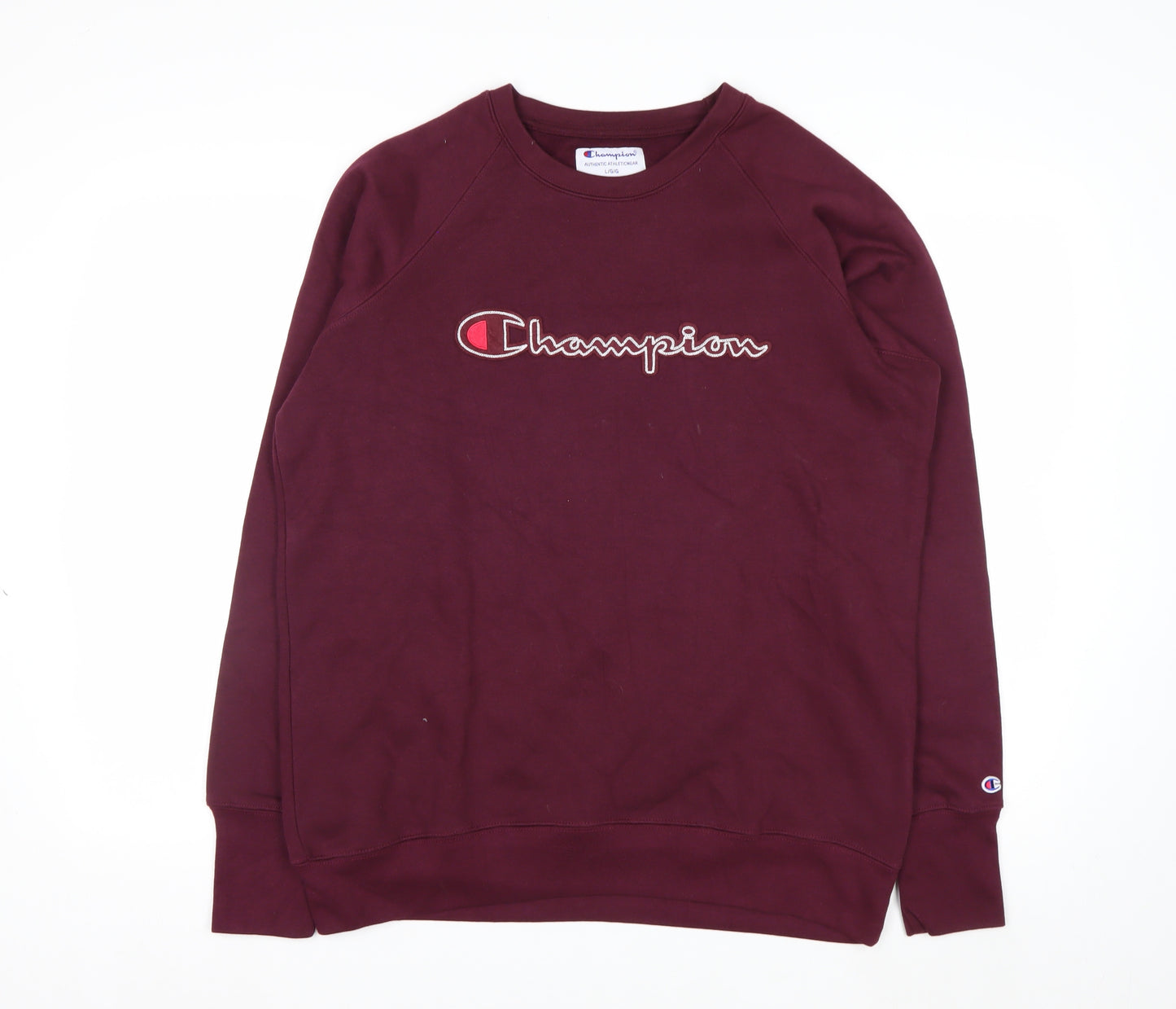 Champion Men's Red Pullover Sweatshirt L Regular Crew Neck Fleece