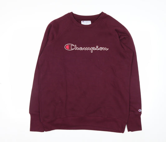 Champion Men's Red Pullover Sweatshirt L Regular Crew Neck Fleece