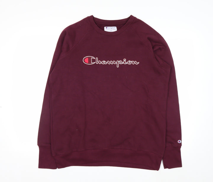 Champion Men's Red Pullover Sweatshirt L Regular Crew Neck Fleece