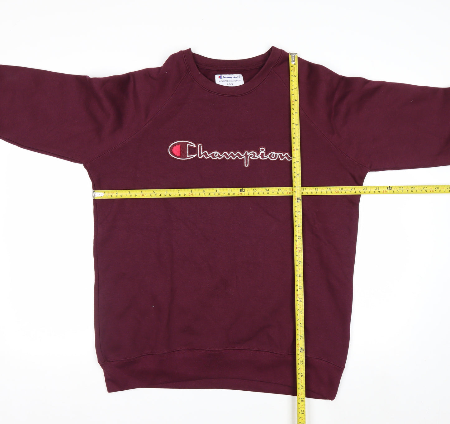 Champion Men's Red Pullover Sweatshirt L Regular Crew Neck Fleece