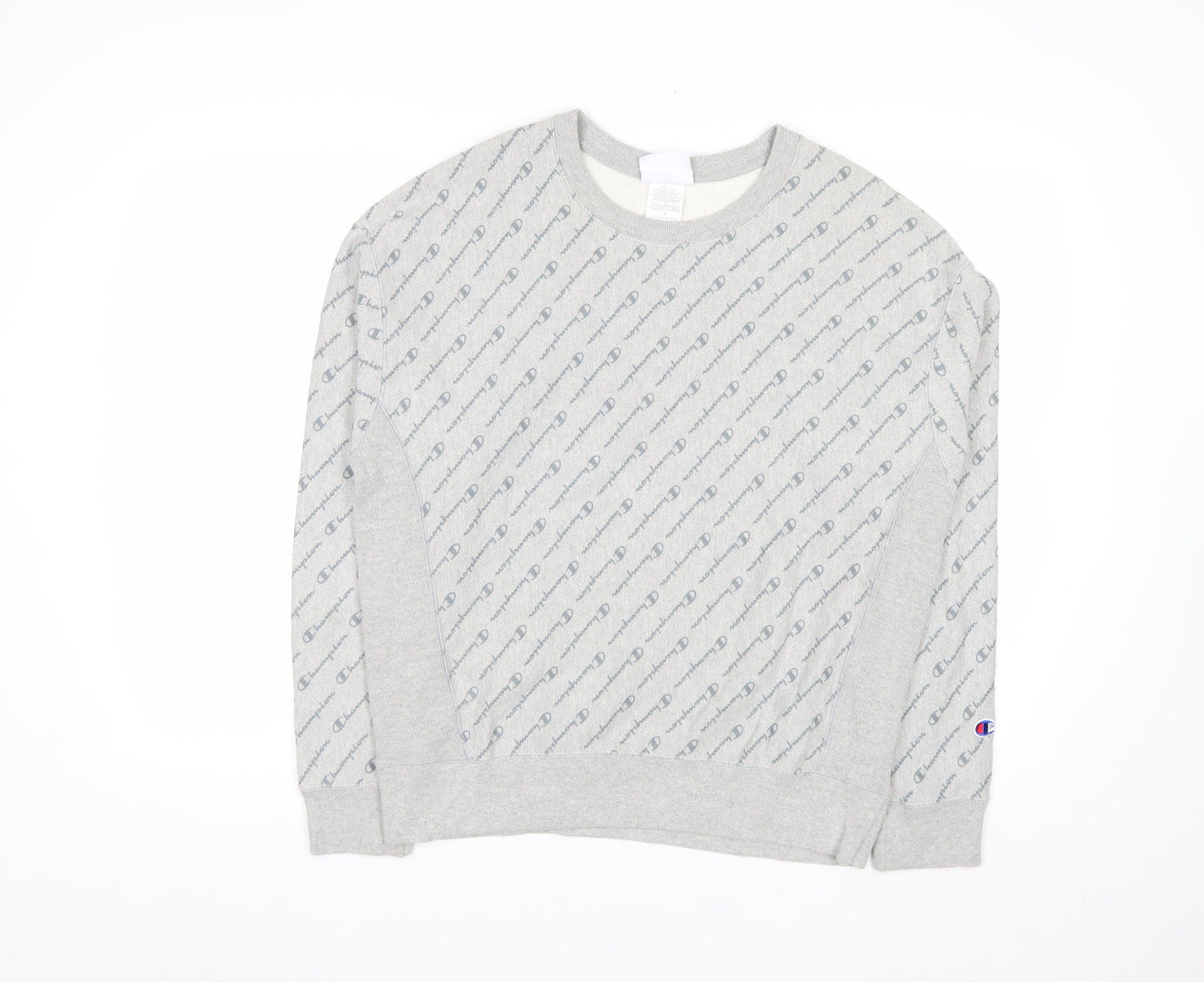 Champion Men's Grey Reverse Weave Logo Pullover Sweatshirt Size L