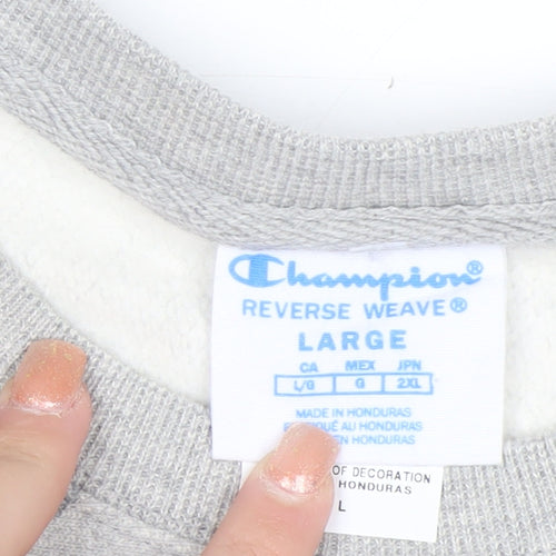Champion Men's Grey Reverse Weave Logo Pullover Sweatshirt Size L