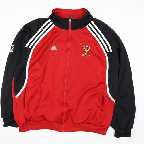 Adidas Men's Red Black Full Zip Soccer Sweatshirt XL Polyester
