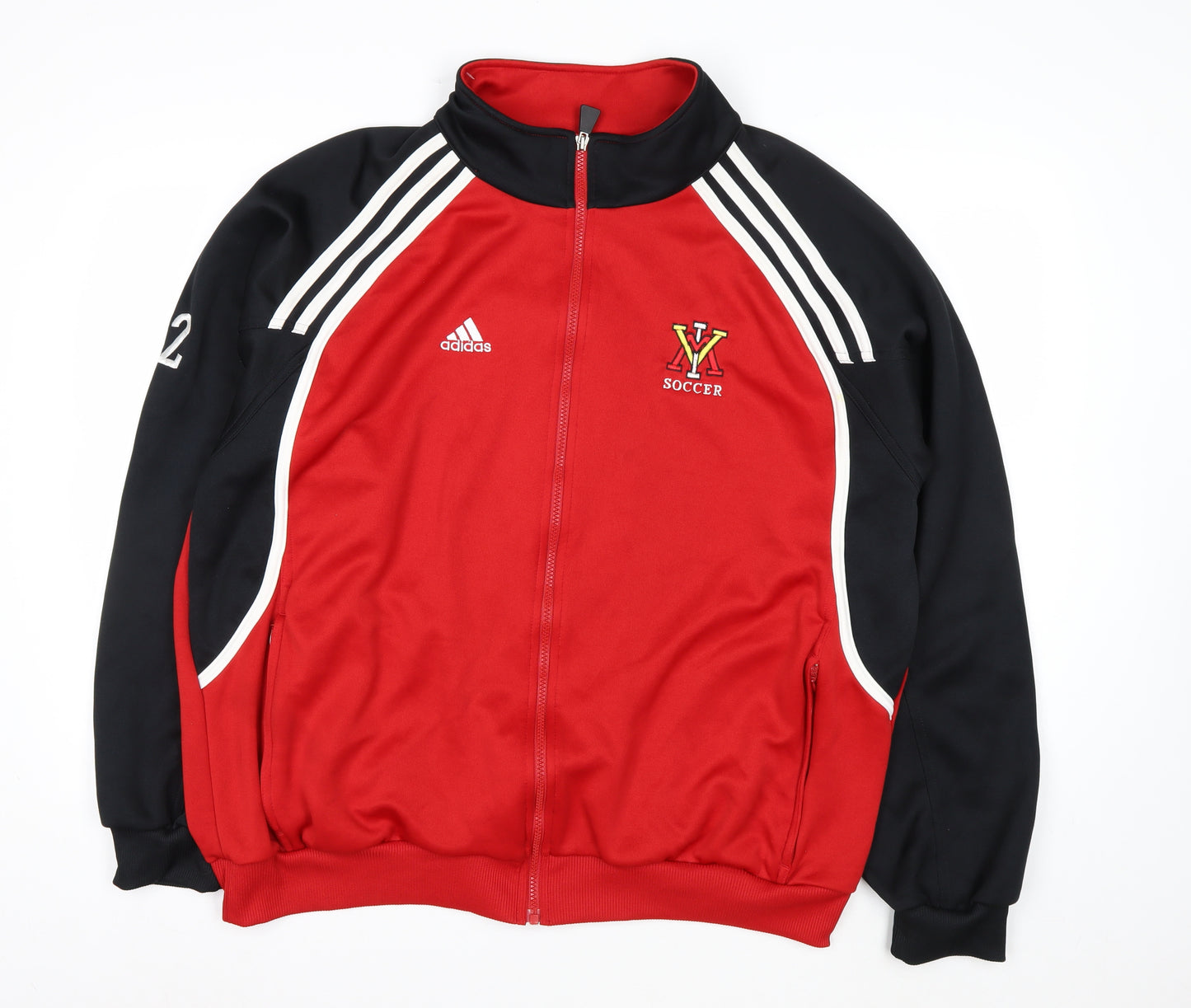 Adidas Men's Red Black Full Zip Soccer Sweatshirt XL Polyester