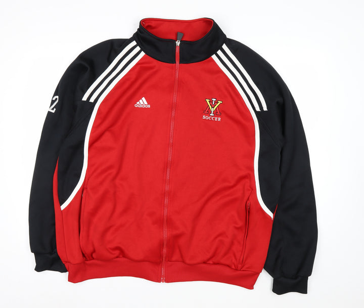 Adidas Men's Red Black Full Zip Soccer Sweatshirt XL Polyester