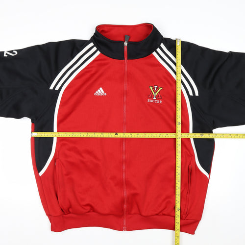 Adidas Men's Red Black Full Zip Soccer Sweatshirt XL Polyester