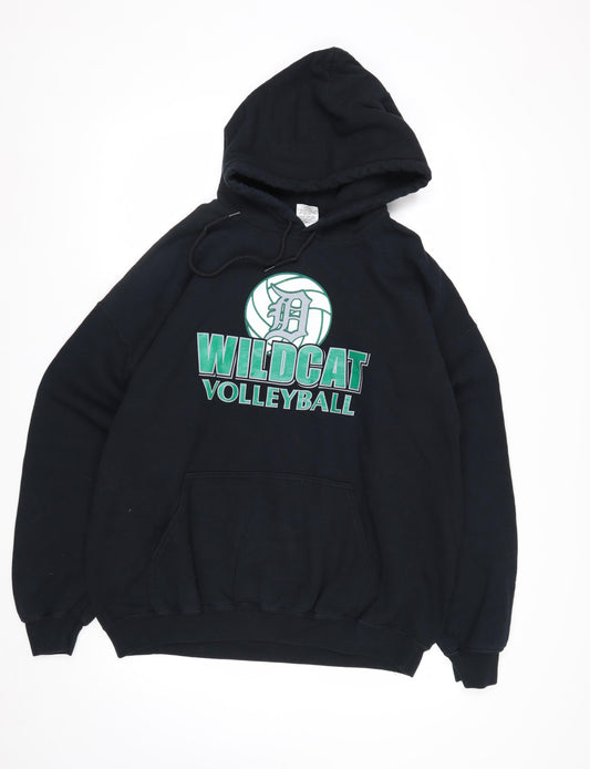 Gildan Men's Black XL Pullover Hoodie Wildcat Volleyball Graphic Heavyweight