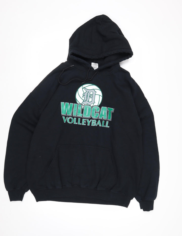 Gildan Men's Black XL Pullover Hoodie Wildcat Volleyball Graphic Heavyweight