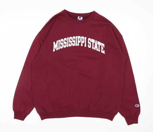 Champion Mens Red Large Pullover Sweatshirt Mississippi State Logo