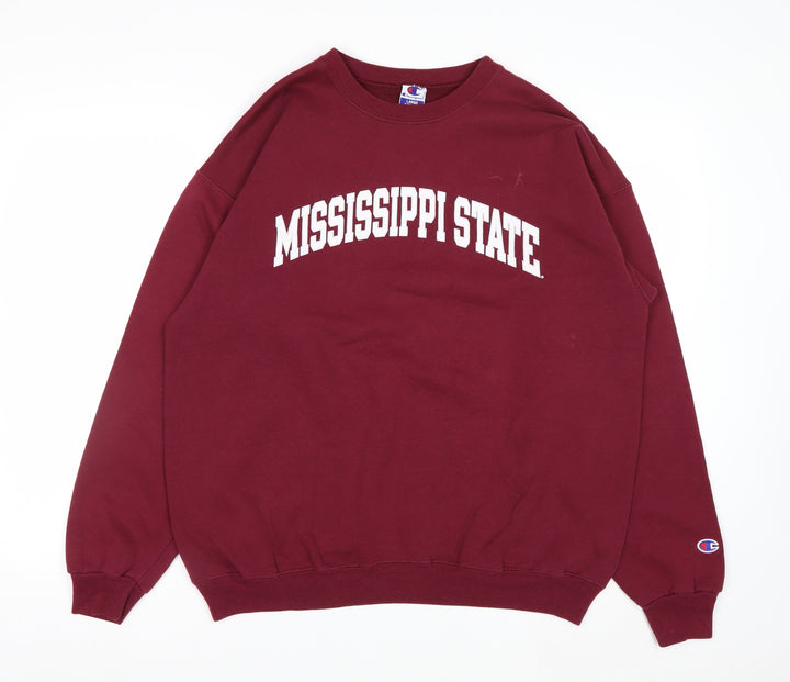 Champion Mens Red Large Pullover Sweatshirt Mississippi State Logo