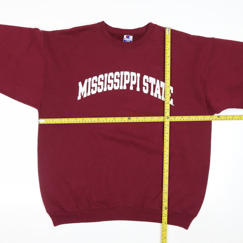Champion Mens Red Large Pullover Sweatshirt Mississippi State Logo