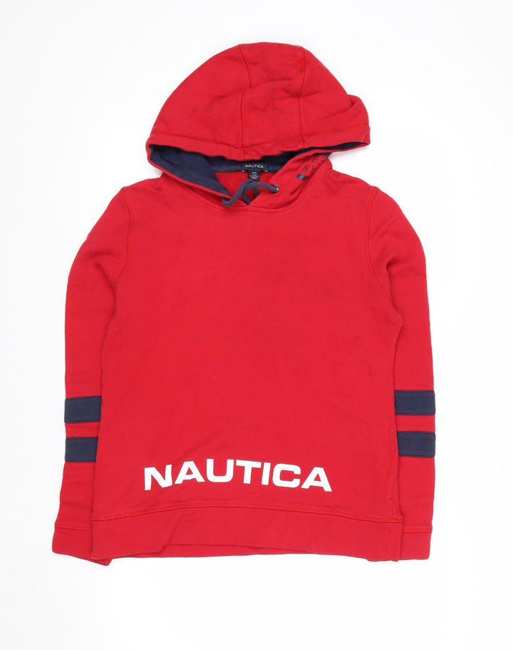 Nautica Men's Red Pullover Hoodie Medium Cotton Graphic Print